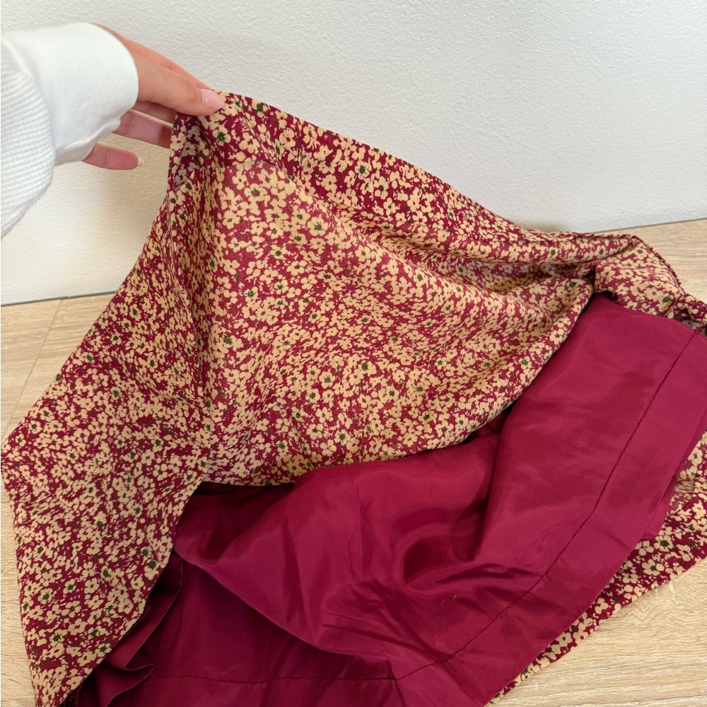 Vintage Christian Dior Pret-a-porter Red Floral A Line Skirt Women’s Sz M - Picture 8 of 8